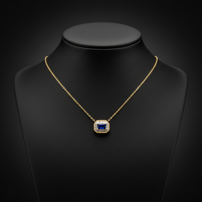 NT405922. 14K Solid Gold Octagon Gemstone Fancy Tiny Necklace