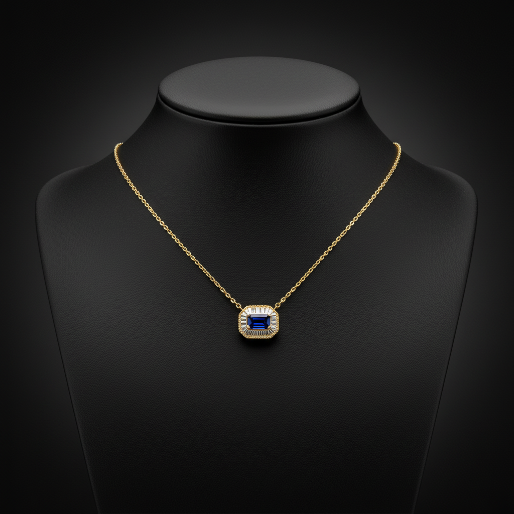 NT405922. 14K Solid Gold Octagon Gemstone Fancy Tiny Necklace