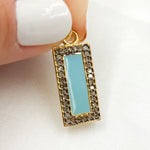 Load image into Gallery viewer, DC097A. Diamond Sterling Silver Rectangle Enamel Pendant
