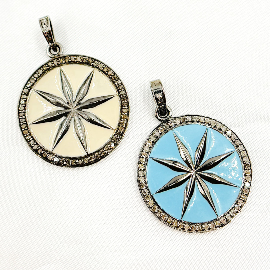 Silver Rounded Star Buy Now Diamond Sterling Silver Round Star Enamel Pendant