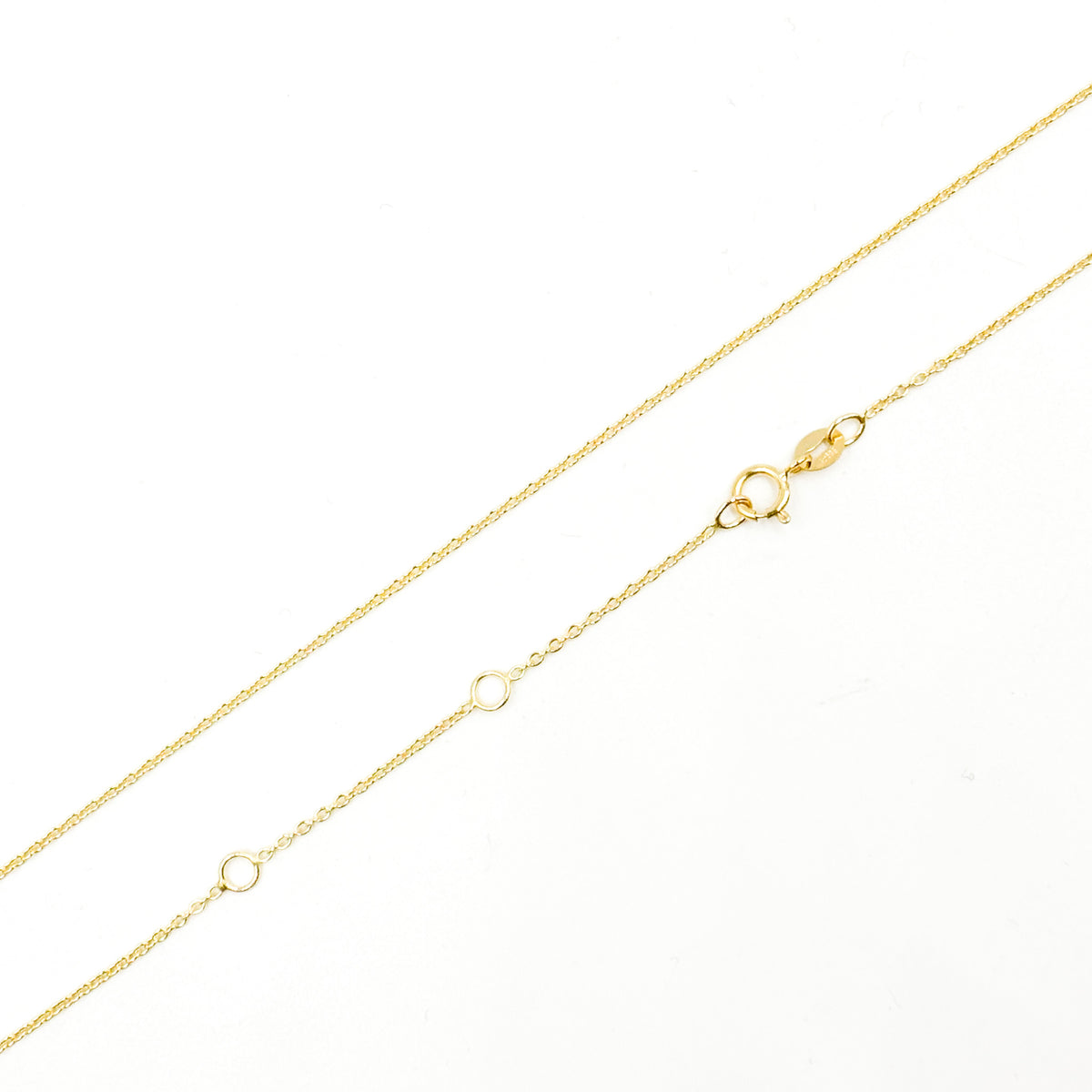 030R28LGJ080. 14K Solid Yellow Gold Cable 16 Inch Chain with Extender