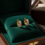 Load image into Gallery viewer, EHJ57409. 14K Solid Yellow Gold Diamond Hoop Earrings