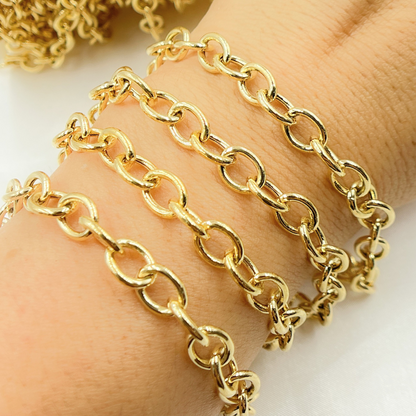 Gold Plated 925 Sterling Silver Smooth Oval Link Chains