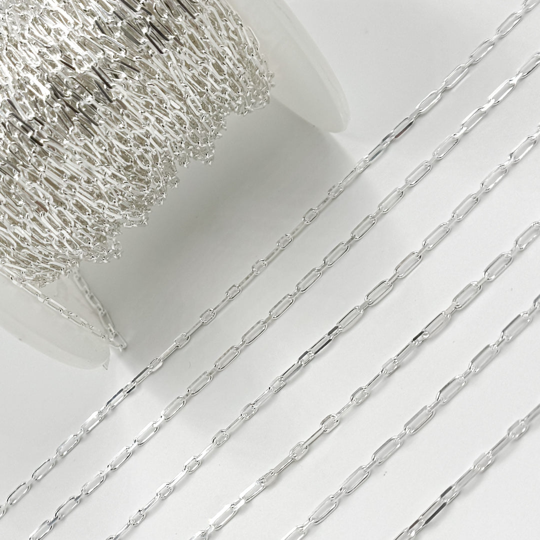 Z18SS. Sterling Silver Diamond Cut Paperclip Chain