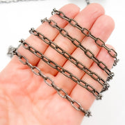 V151OX. Oxidized Sterling Silver Flat Thick Cable Chain