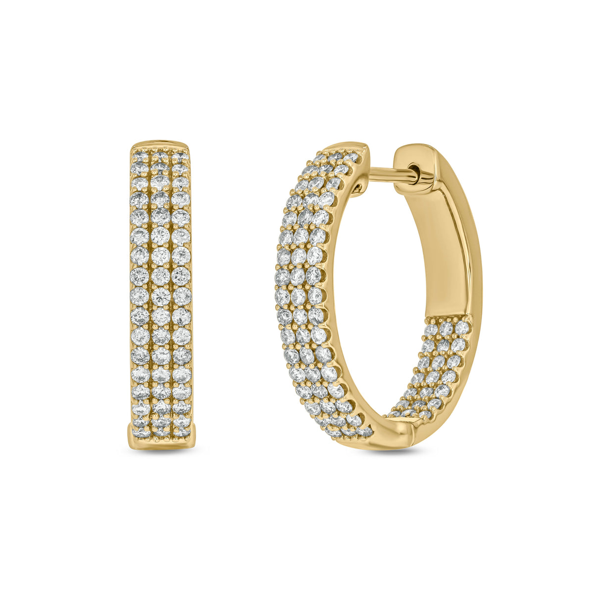 EHL56446. 14K Solid Gold Diamond Oval Hoops