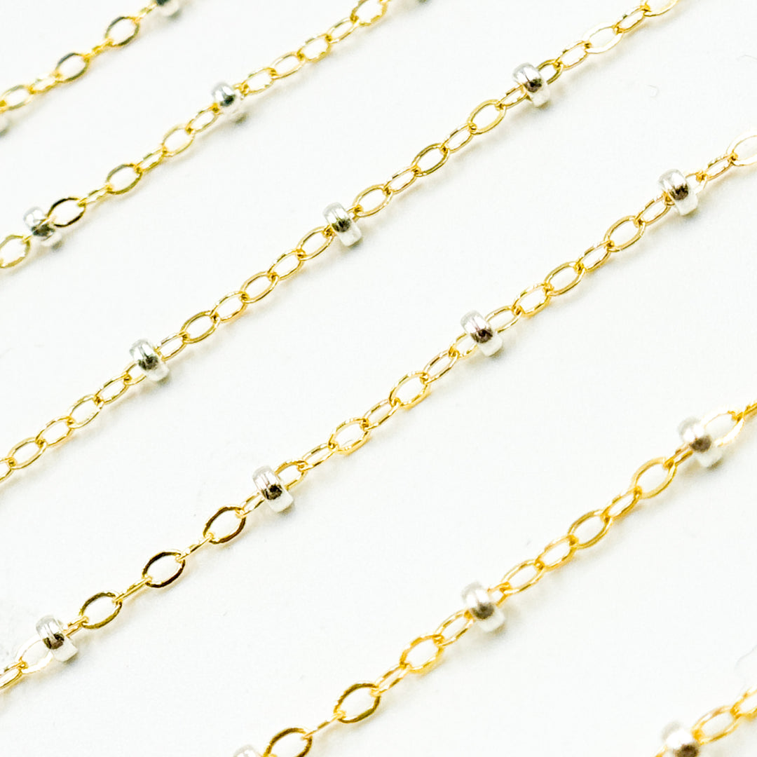 1486TT. Gold Filled with Sterling Silver Bead Satellite Chain