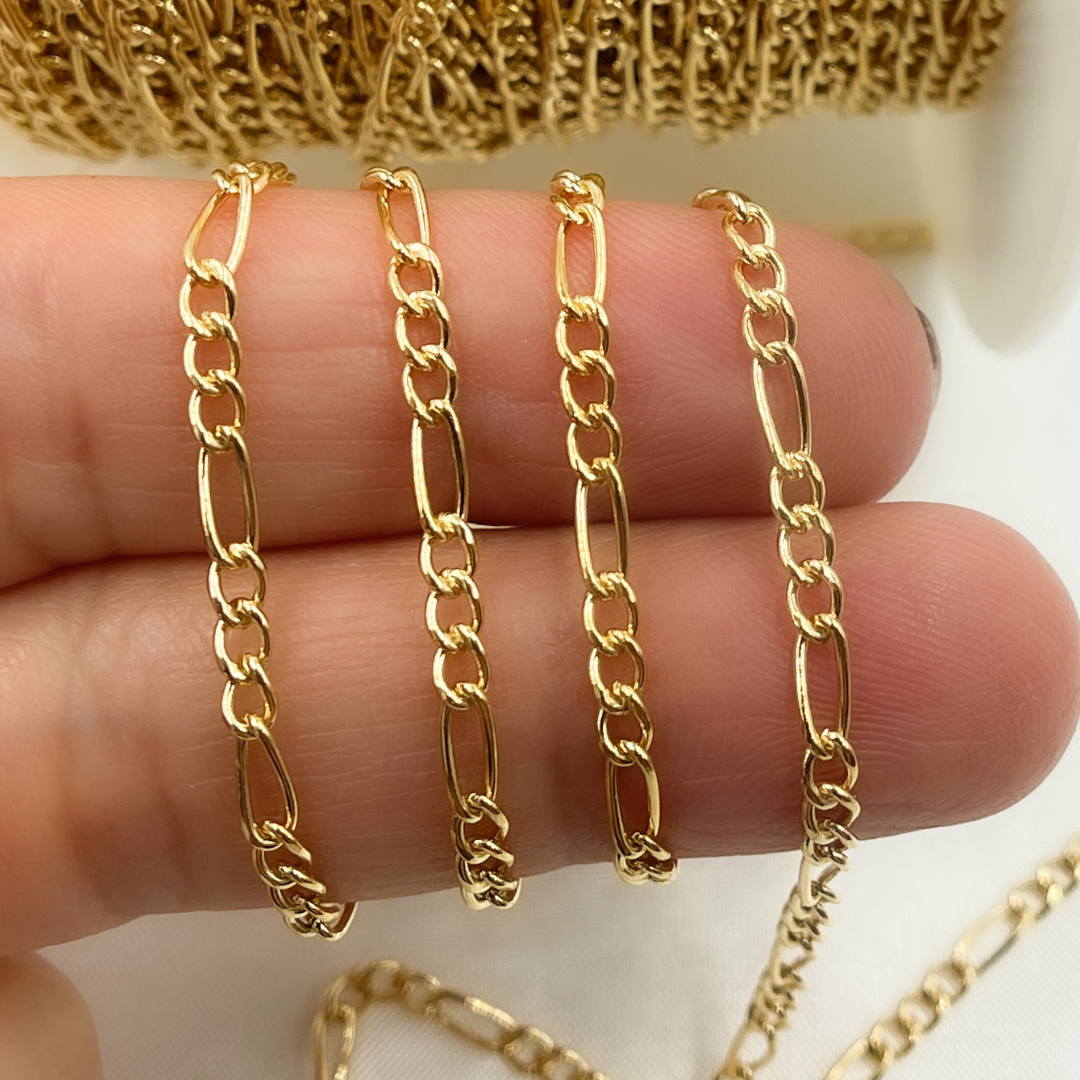 14K Yellow Gold Filled Figaro Style Chain. 2431CHRGF