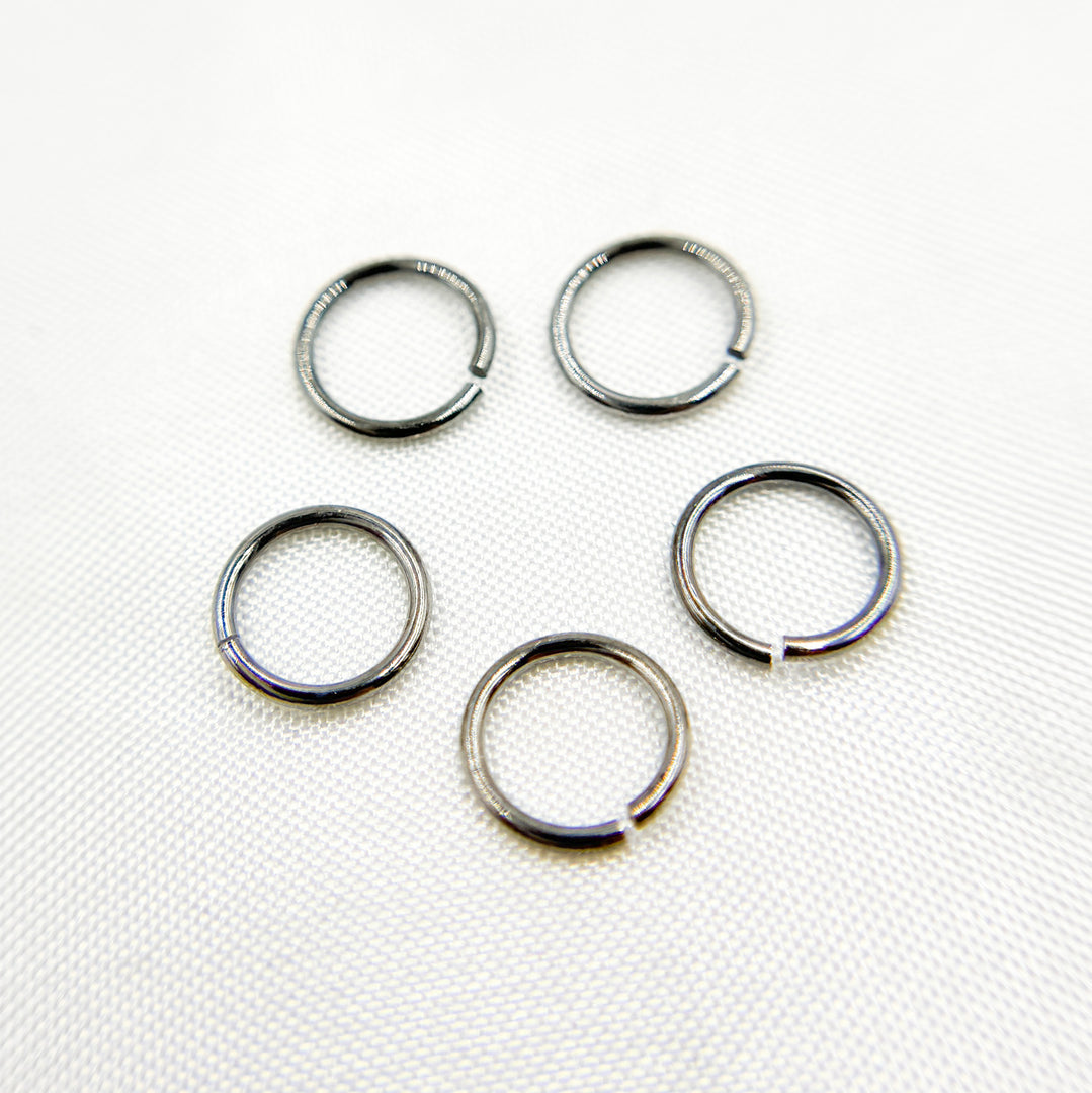 MFT080DE7BR. Black Rhodium 925 Sterling Silver Open Jump ring 20 Gauge 7mm.