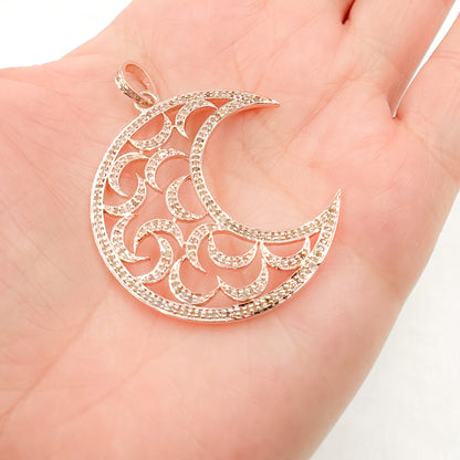 DP107. Diamond Sterling Silver Moon Pendant