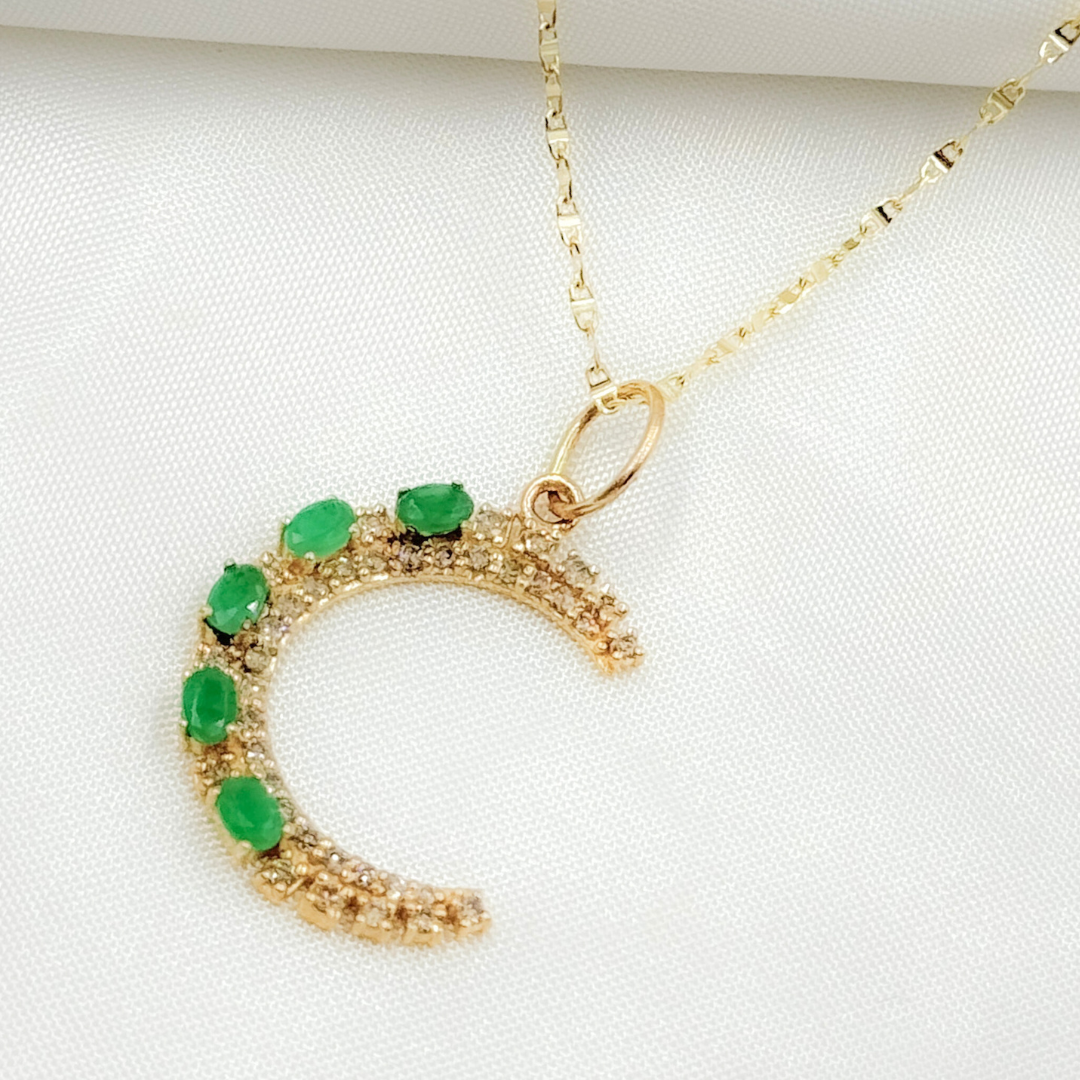 GDP581. 14K Solid Gold Moon Charm with Diamonds and Gemstones