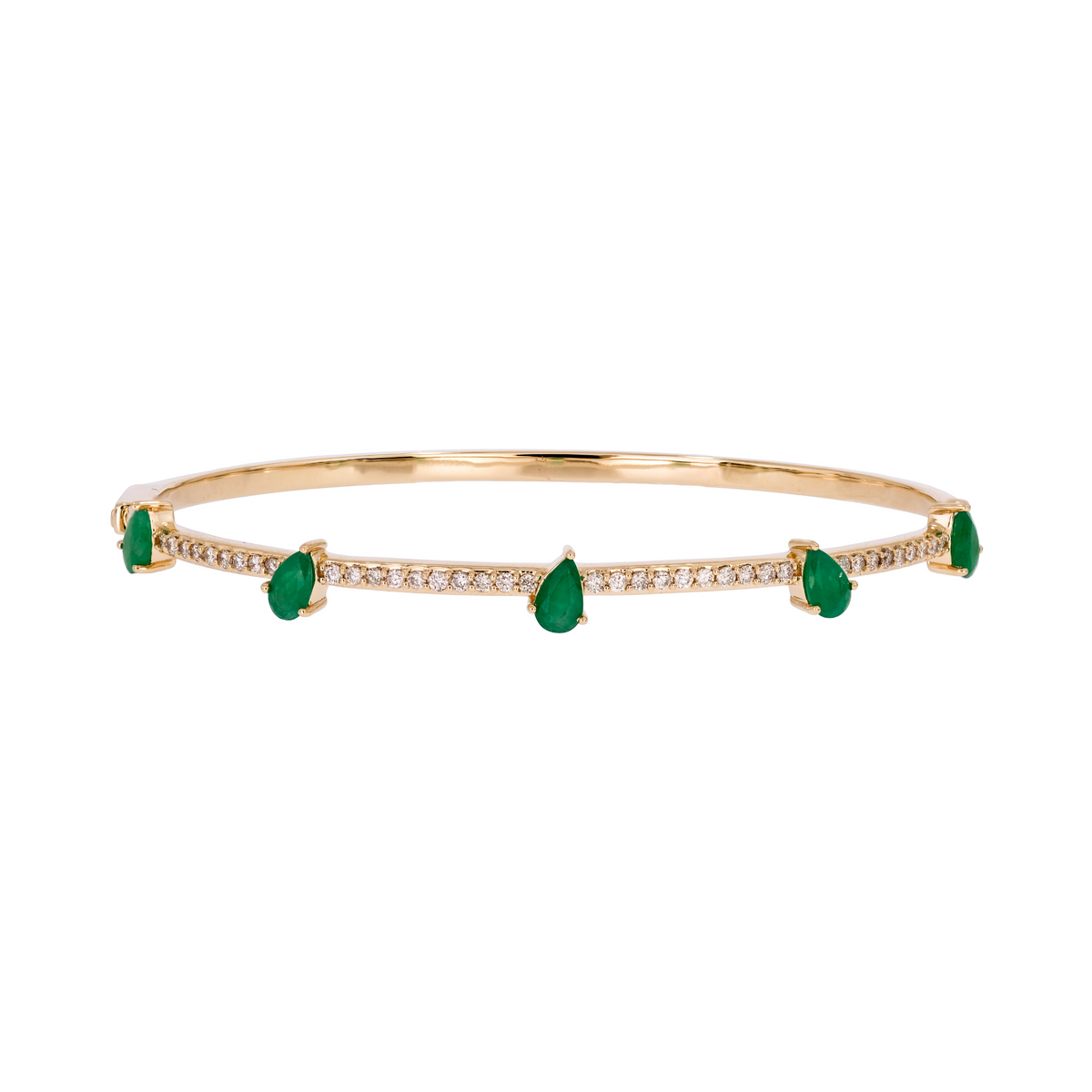 CB96493. 14K Solid Gold Diamond and Gemstone Bangle