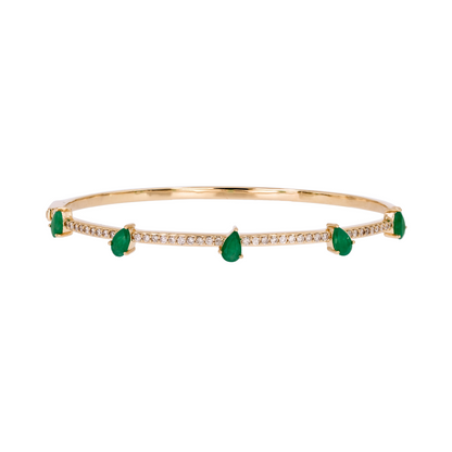 CB96493. 14K Solid Gold Diamond and Gemstone Bangle