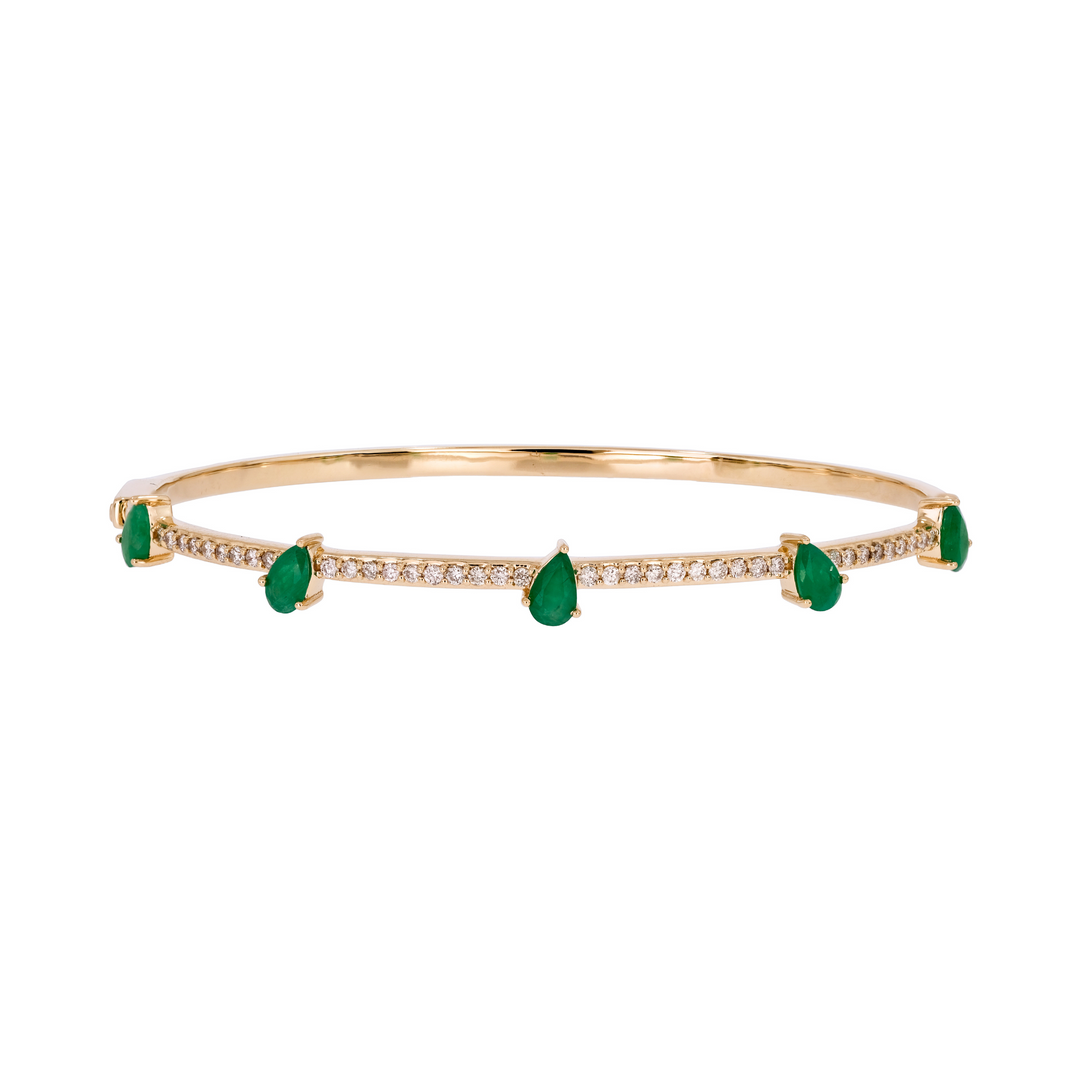 14K Solid Gold Diamond and Gemstone Bangle. CB96493EM