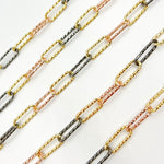 Load image into Gallery viewer, V10GBR. Sterling Silver Gold Plated, Black Rhodium &amp; Rose Plated Paperclip Diamond Cut Link Chain
