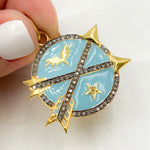 Load image into Gallery viewer, DP539A. Diamond Sterling Silver Round Arrow Enamel Pendant
