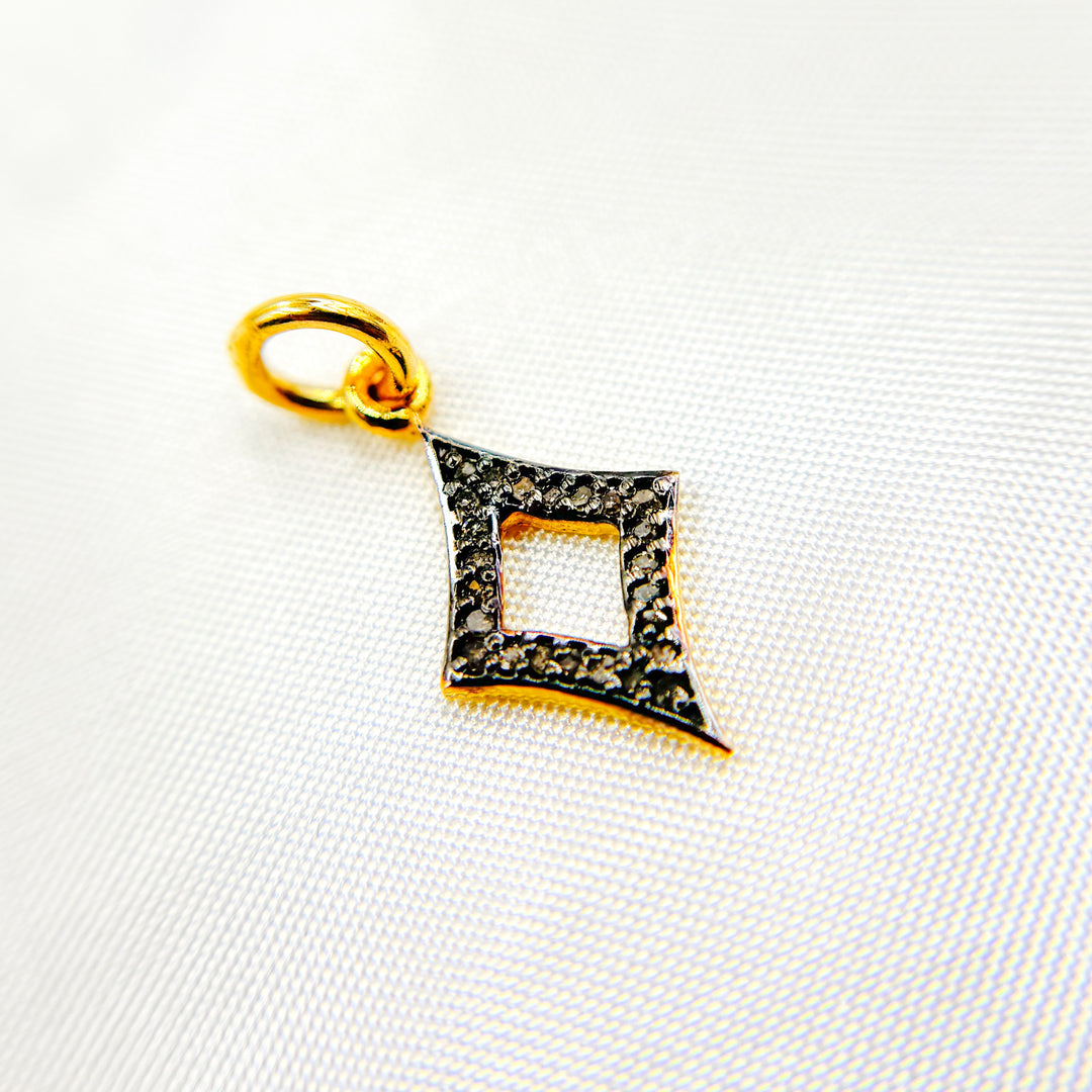 DC361. Diamond Sterling Silver Rhombus Charm