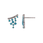 Load image into Gallery viewer, EFC54342TQ. 14K Solid Gold Diamonds and Turquoise Fancy Studs