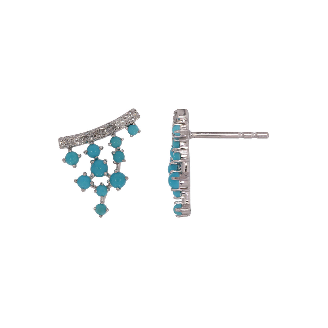 EFC54342TQ. 14K Solid Gold Diamonds and Turquoise Fancy Studs