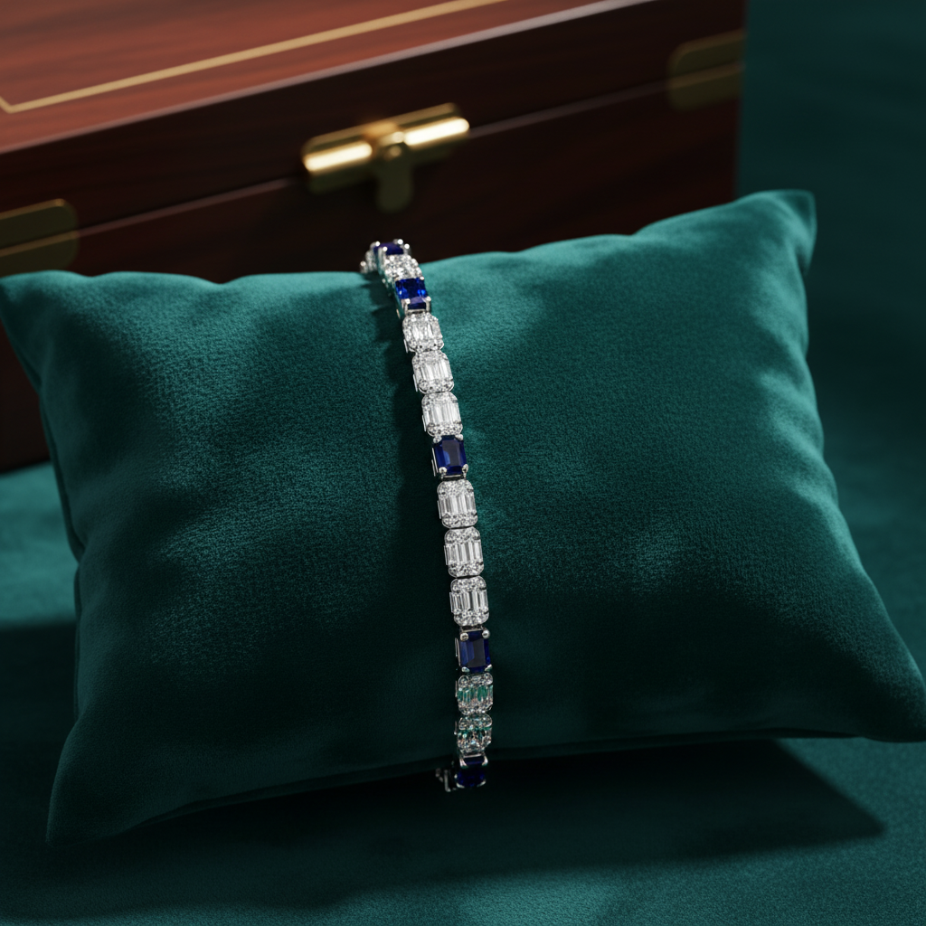 BR404097. 14k Solid Gold Diamond and Gemstone Fancy Bracelet
