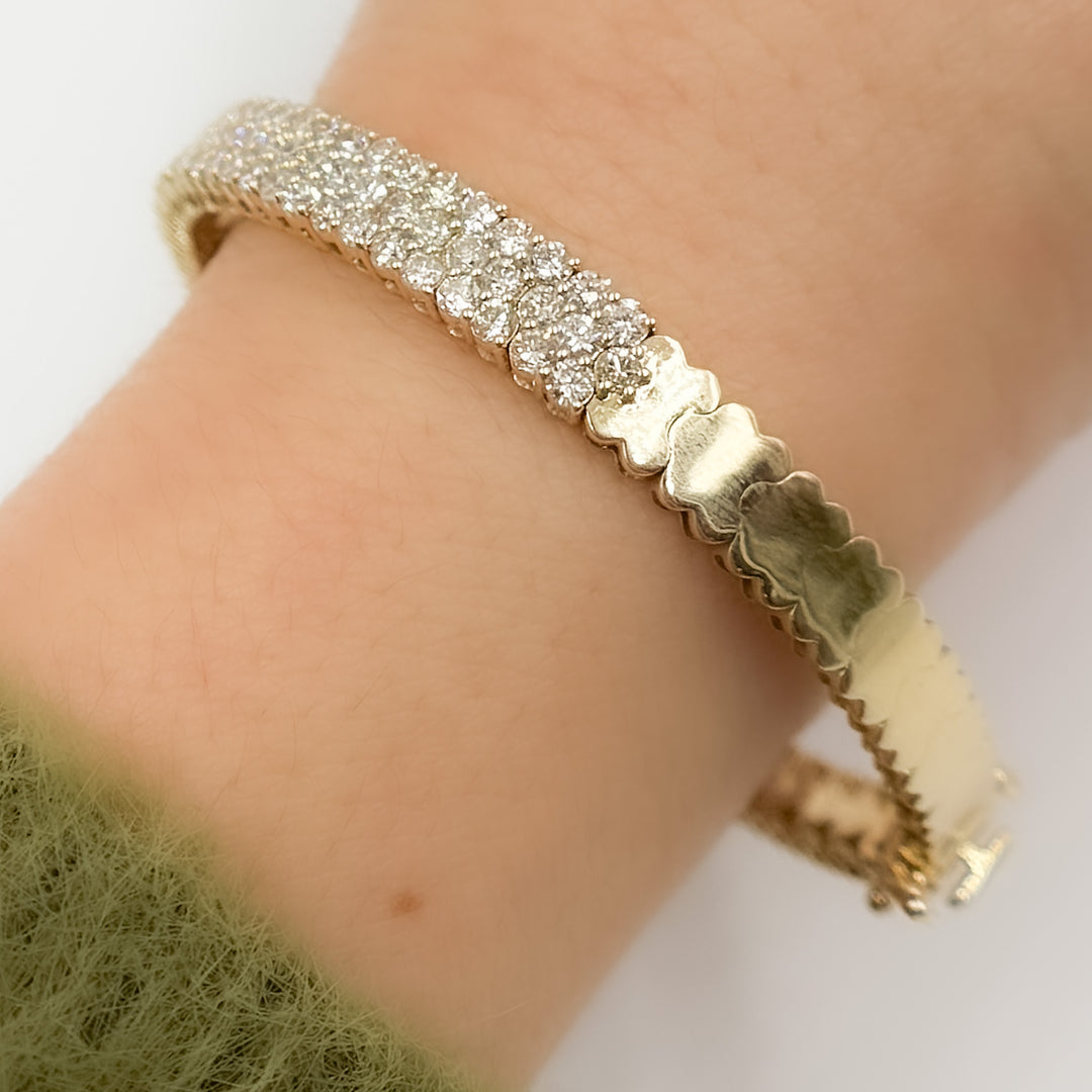 BNR68514. 14K Solid Gold Bangle with Diamonds