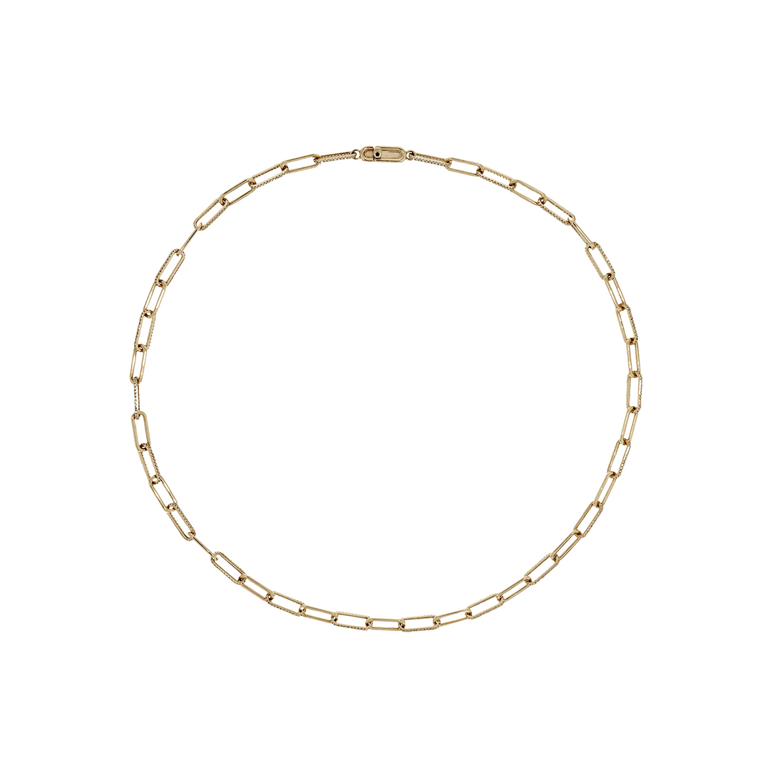 NFN72544. 14k Solid Gold Diamond Paperclip Necklace
