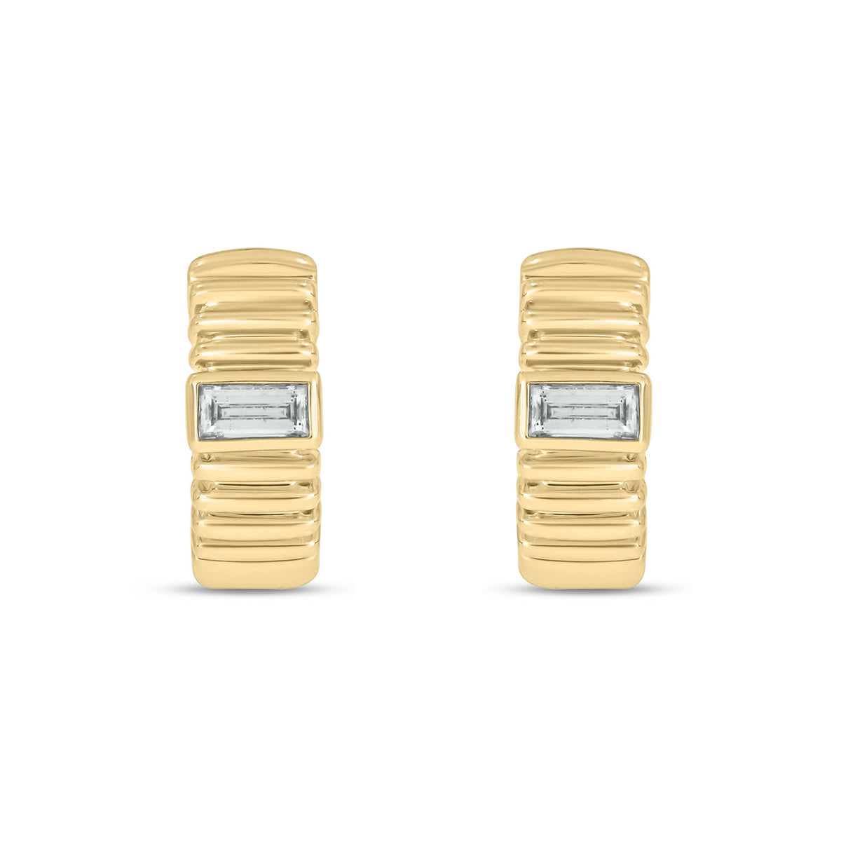 EHD57170. 14K Solid Gold Diamond Hoop Earrings