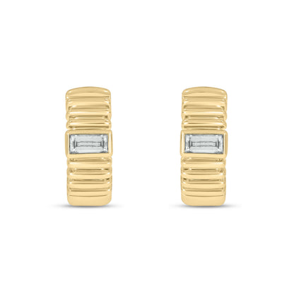 EHD57170. 14K Solid Gold Diamond Hoop Earrings
