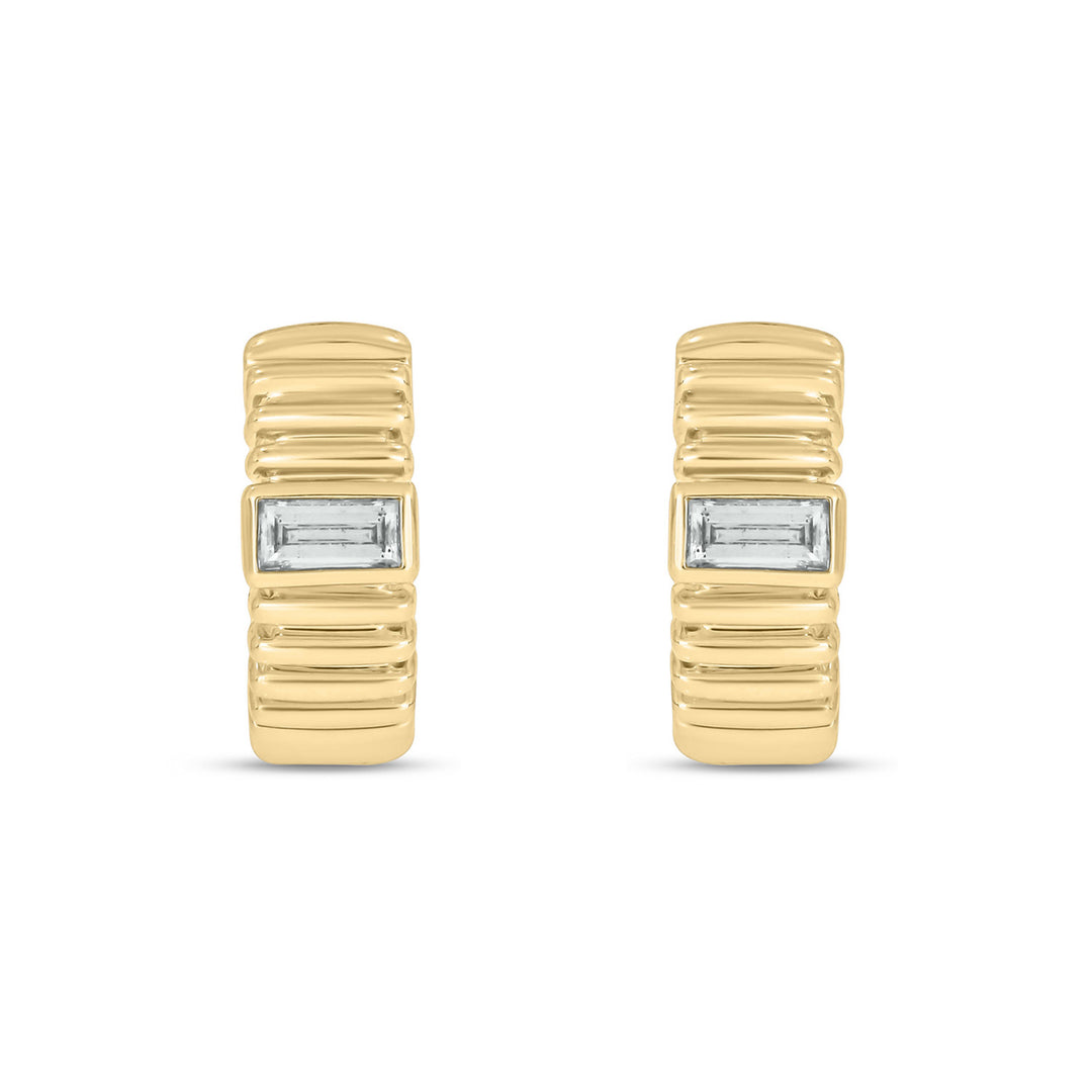 EHD57170. 14K Solid Gold Diamond Hoop Earrings
