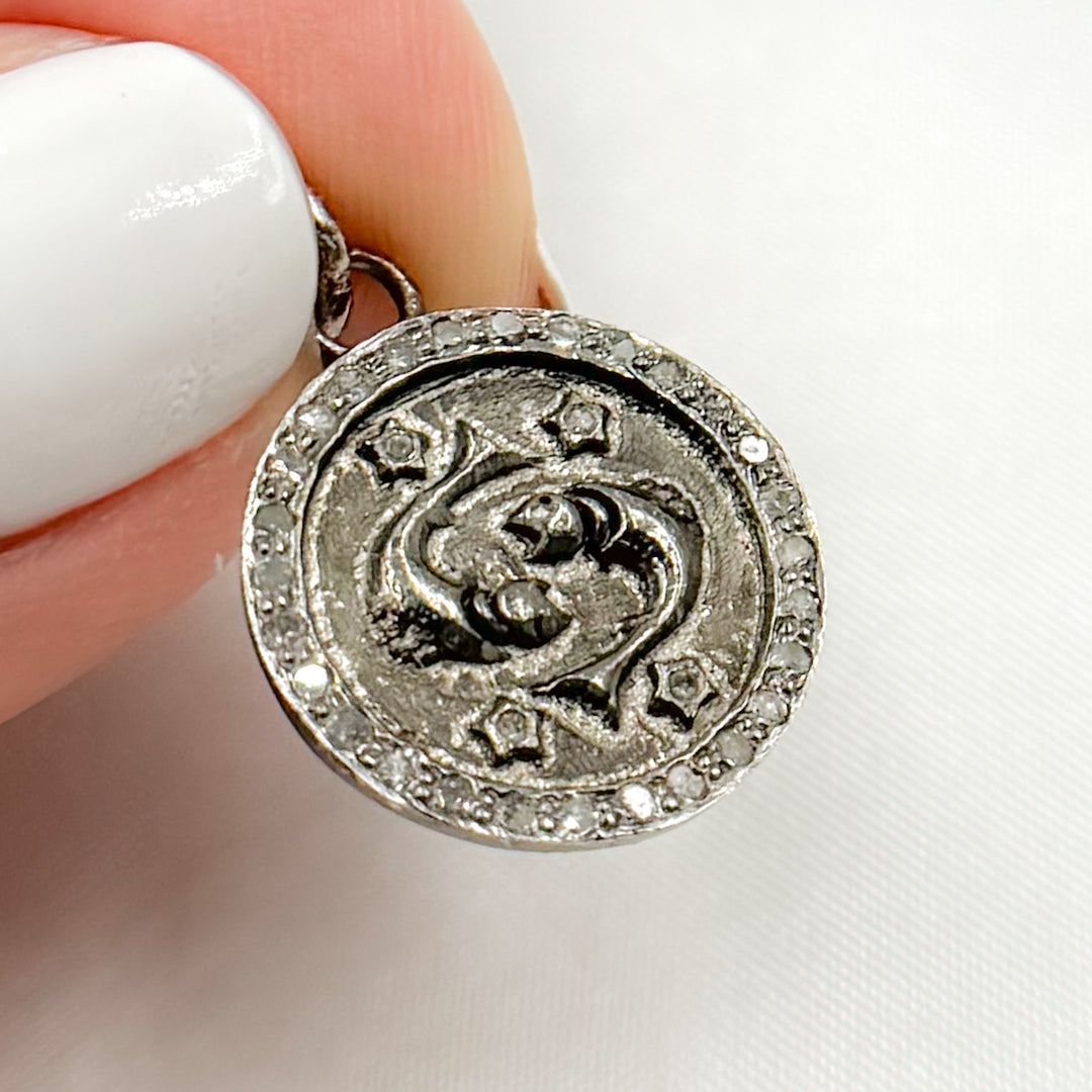 DP544. Diamond Sterling Silver Round Pisces Zodiac Charm