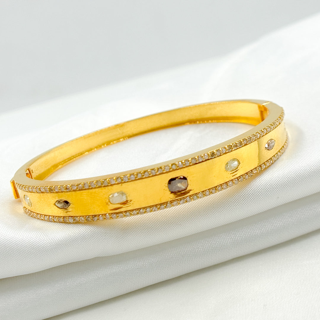 14K Solid Gold Diamond & Fancy Diamond Bracelet. CGDP53