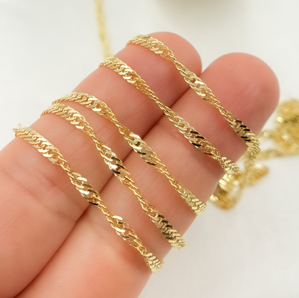 14K Solid Yellow Gold Singapore Chain