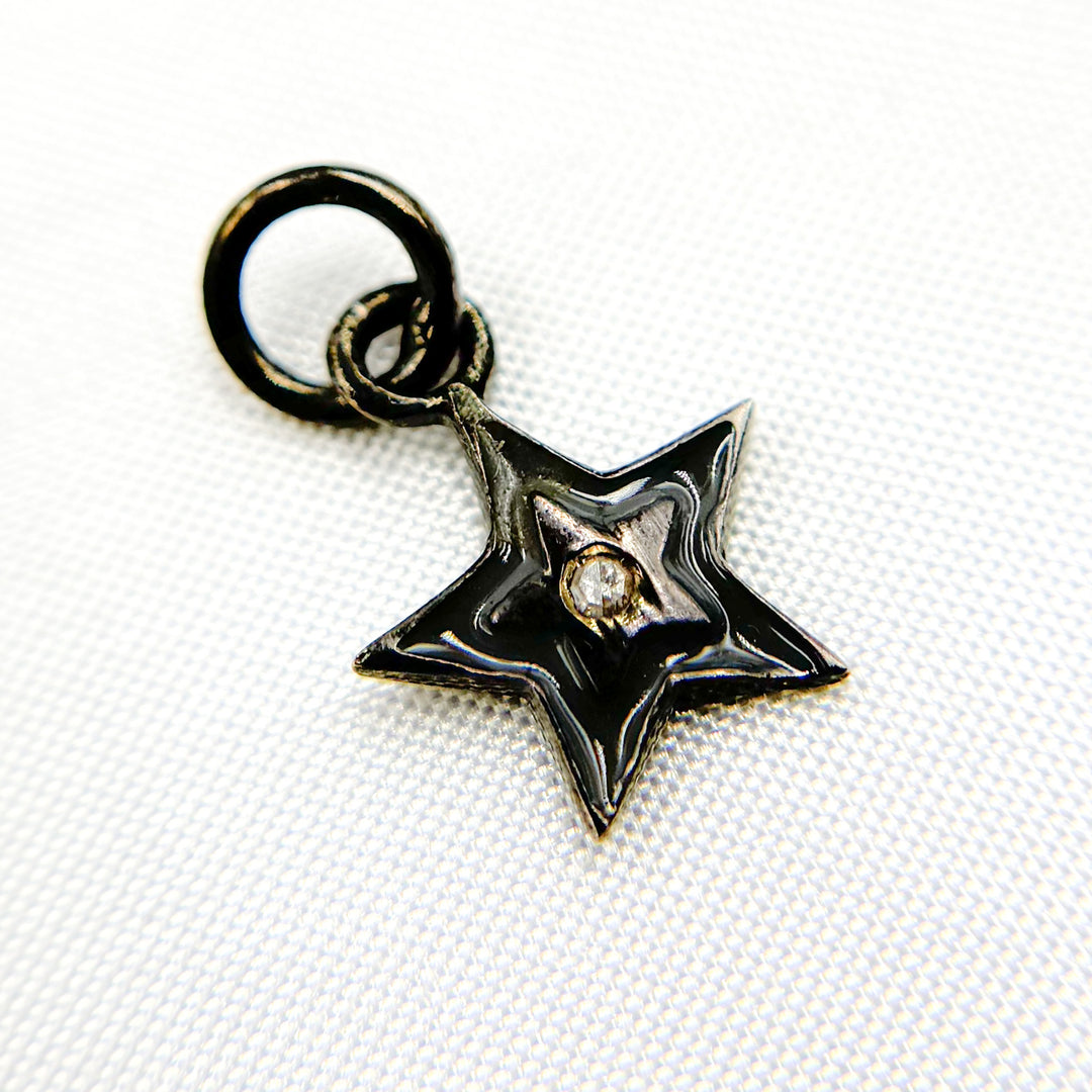 DC146A. Diamond Sterling Silver Star Enamel Charm