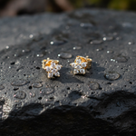 Load image into Gallery viewer, ER412616Y. 14k Solid Yellow Gold Diamond Flower Studs