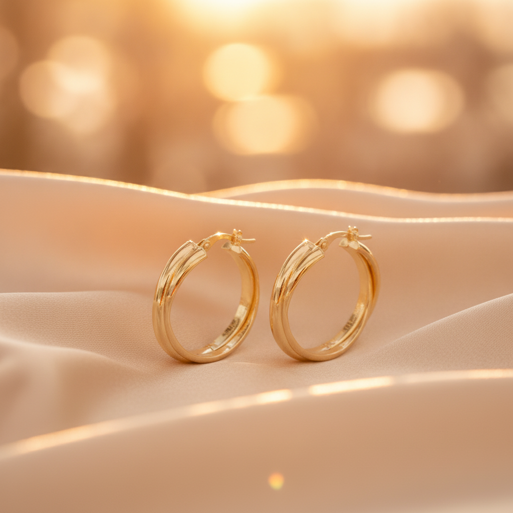 15850021292. 14K Solid Gold Fancy Braided Hollow Hoop Earrings