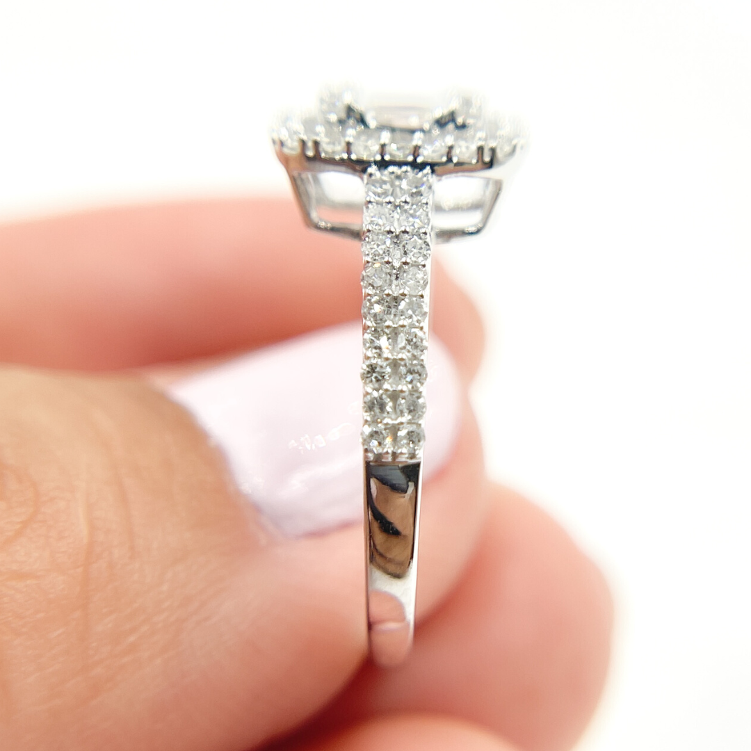 14K Gold Diamond Square Ring. TJ0005