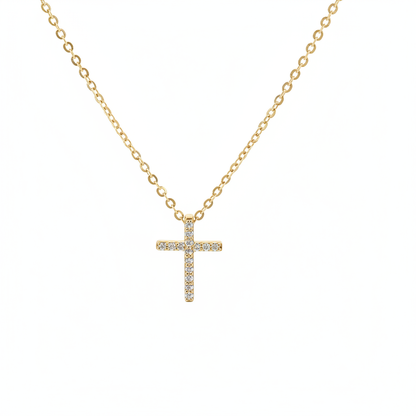PCA44454. 14k Solid Gold Diamond Cross Necklace