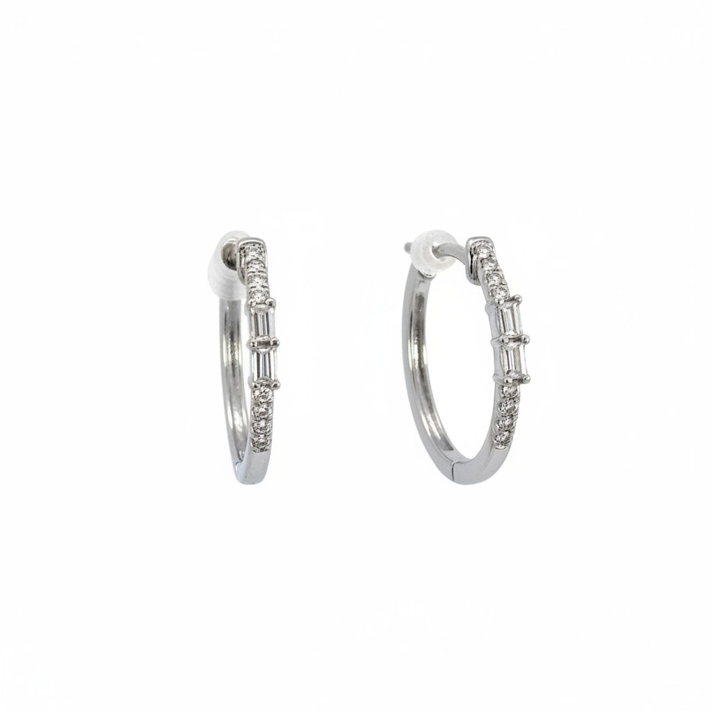 EHC57035. 14k Solid Gold Diamond Oval Hoops