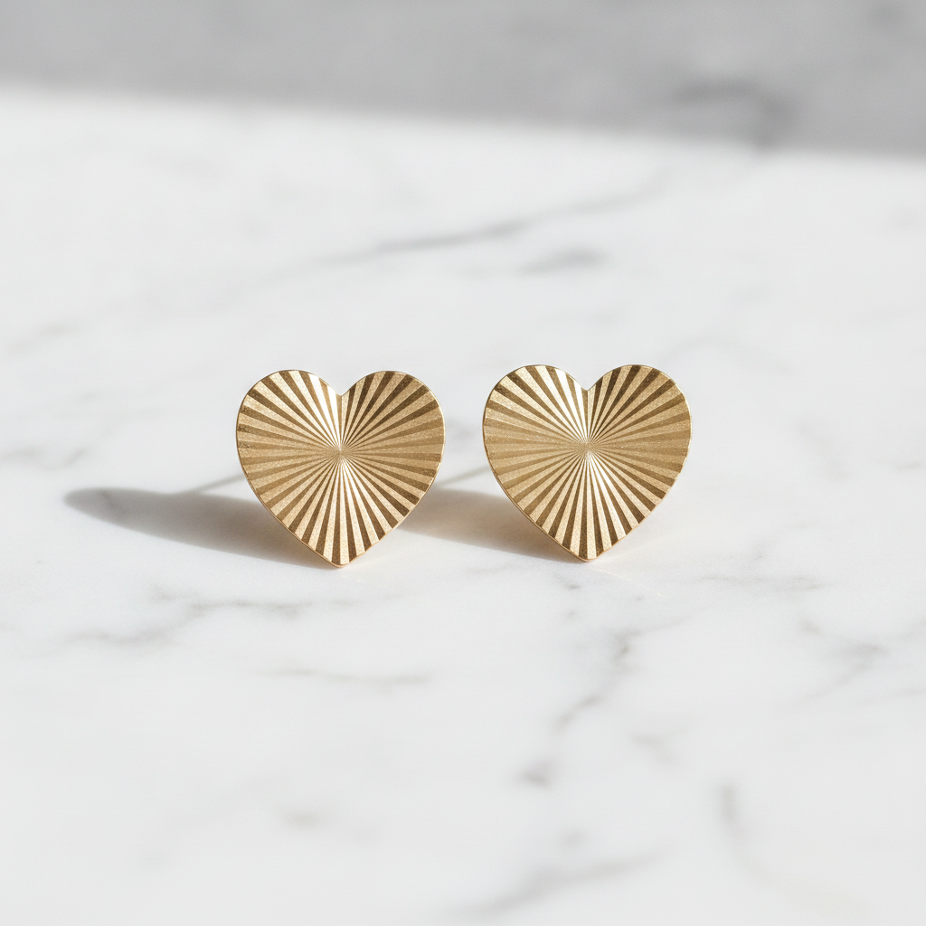 EFZ53562. 14K Solid Gold Heart Studs Earrings