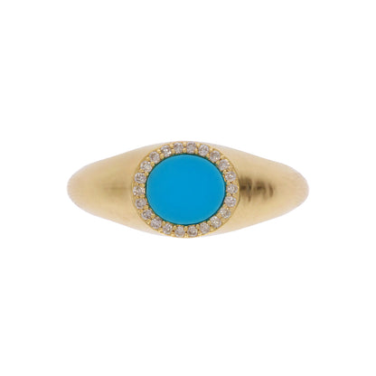 DRN04784TQ. 14k Solid Gold Turquoise and Diamond Fancy Ring