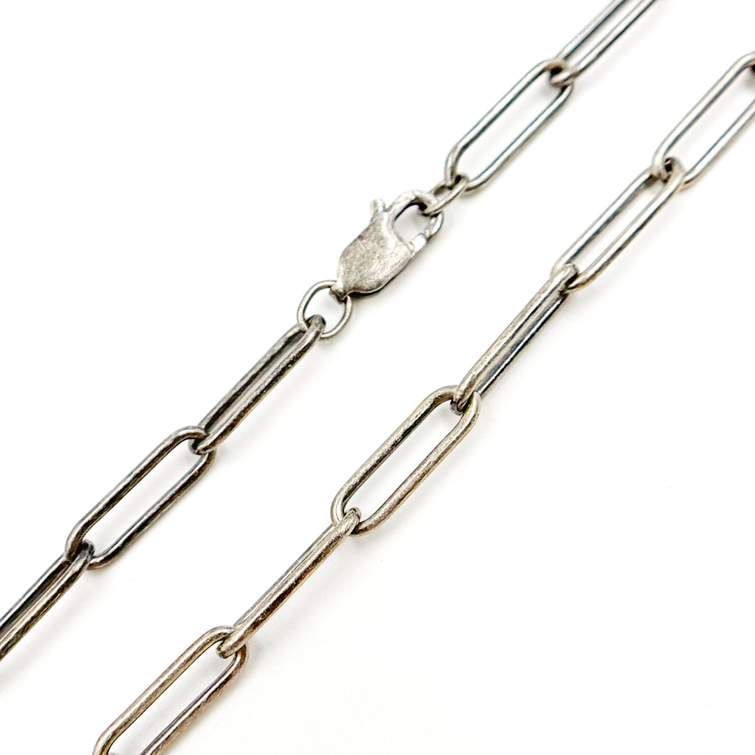 Oxidized Sterling Smooth Paperclip Necklace
