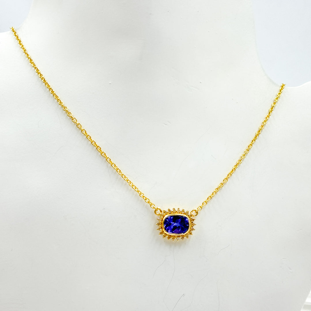 14K Solid Gold Diamond and Gemstone Necklace. GDP587