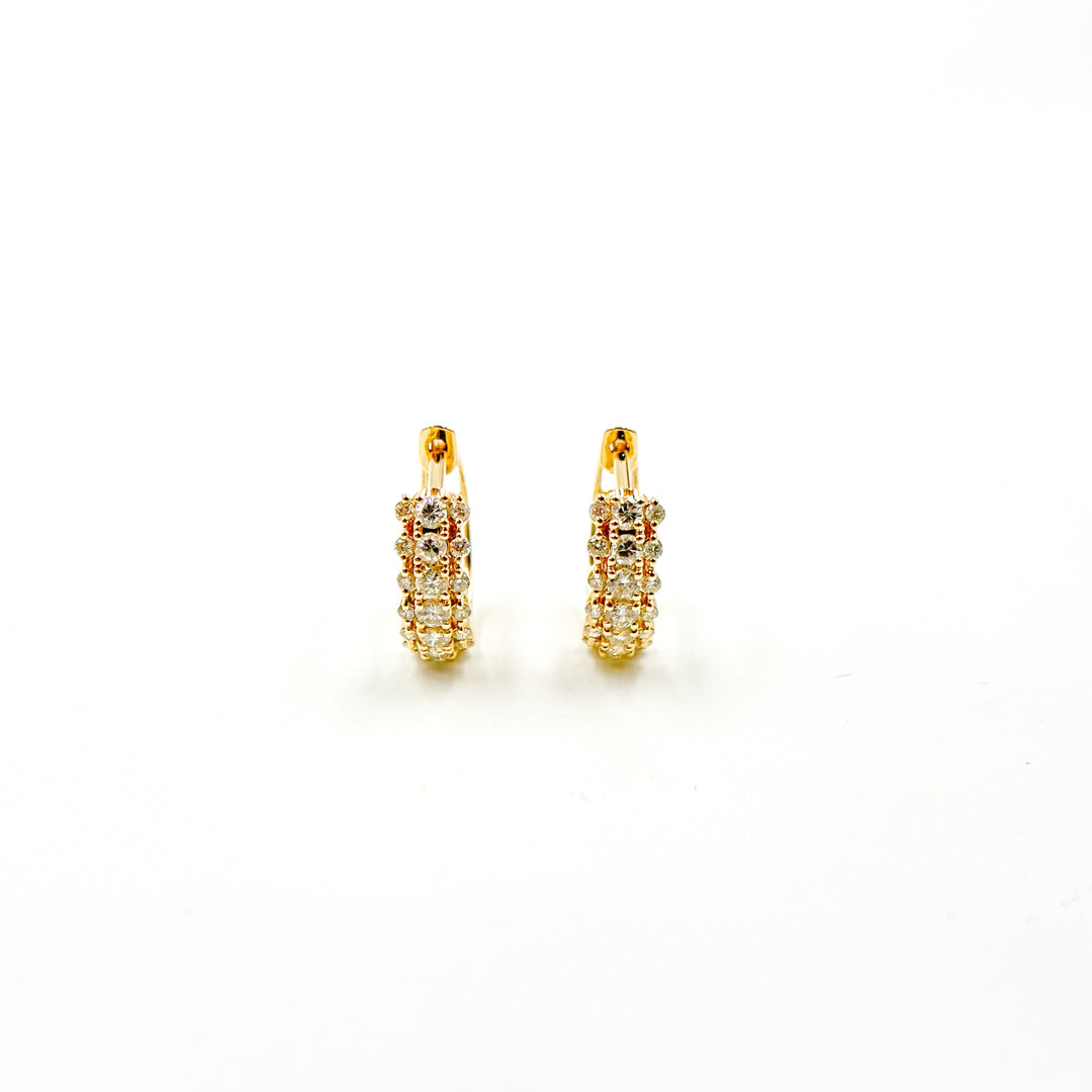 EHJ57409. 14K Solid Yellow Gold Diamond Hoop Earrings