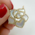 Load image into Gallery viewer, 14K Solid Gold Diamonds and Mother of Pearl Flower Charm. KG121
