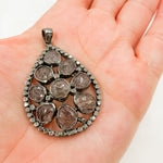 Load image into Gallery viewer, DSP019. Diamond Sterling Silver Drop Pendant With Gemstone
