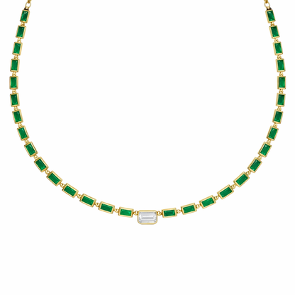 NFF70760. 14K Solid Gold Diamond Rectangle Necklace