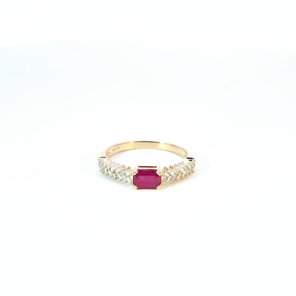 RN421923. 14K Solid Gold Diamond and Gemstone Ring