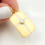 Load image into Gallery viewer, DSP076A. Sterling Silver Rectangle Enamel Pendant with Gemstone
