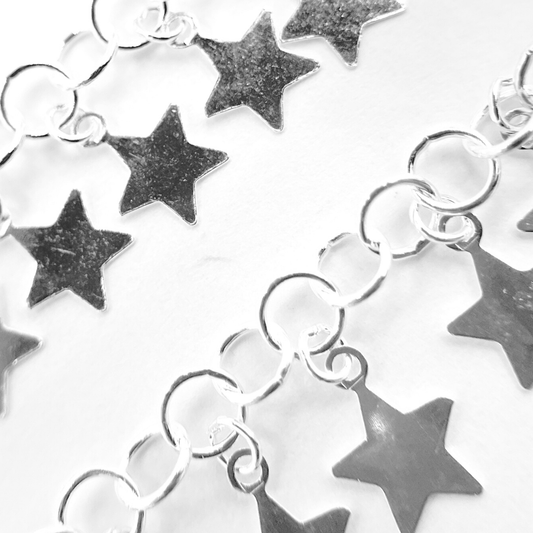 925 Sterling Silver Dangle 5mm Star Chain. V71SS