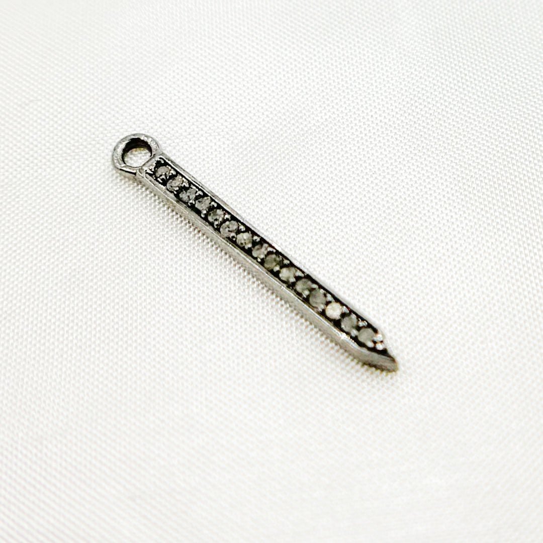 DC674. Diamond Black Rhodium Sterling Silver Bar Charm